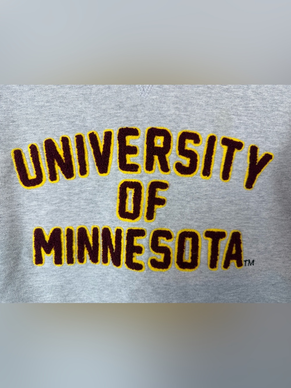 Hillflint University of Minnesota Gophers Chenille Varsity Patch Crewneck XS
